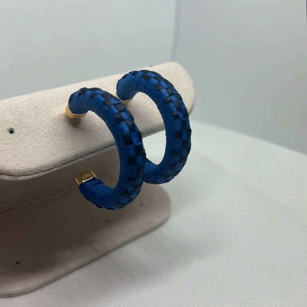 J. Crew Gold and Blue Woven Hoop Earrings